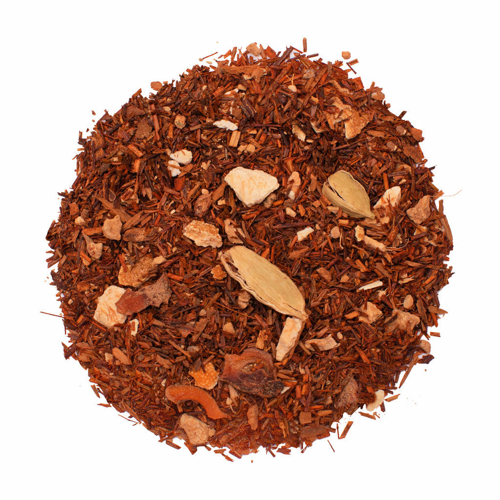 Rooibos Chai with cinnamon, ginger, cardamom pods, star anise and orange peel